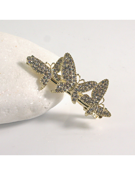 Spinka do włosów 3 MOTYLE ZŁOTE Z CYRKONIA Lolita Akcesoria