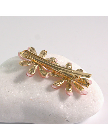 Spinka do włosów 2 KWIATY RÓŻOWE CYRKONIA I...