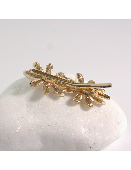 Spinka do włosów 2 KWIATY ECRU CYRKONIA I KAMIENIE Lolita Akcesoria