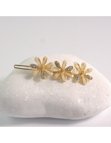 Spinka do włosów 3 KWIATKI ZÓŁTE CYRKONIA I KAMIENIE Lolita Akcesoria