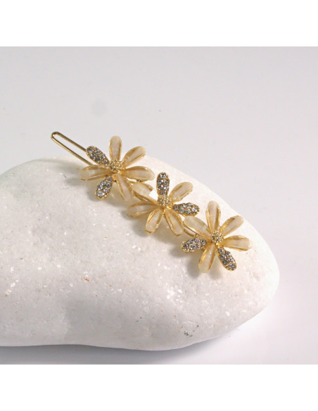 Spinka do włosów 3 KWIATKI ZÓŁTE CYRKONIA I KAMIENIE Lolita Akcesoria