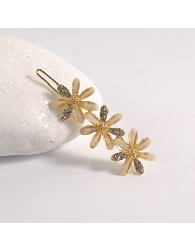 Spinka do włosów 3 KWIATKI ZÓŁTE CYRKONIA I...