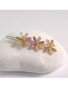 Spinka do włosów 3 KWIATKI KOLOROWE CYRKONIA I KAMIENIE...