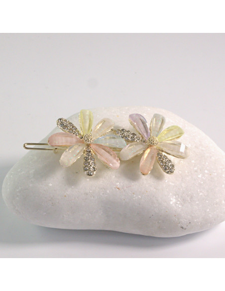 Spinka do włosów 2 KWIATKI KOLOROWE CYRKONIA I KAMIENIE Lolita Akcesoria