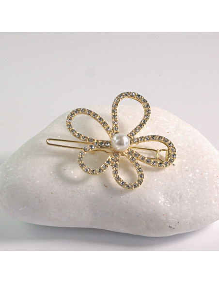 Spinka do włosów KWIAT CEKINY Z PERŁA ZŁOTY Lolita Akcesoria