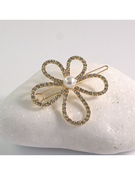 Spinka do włosów KWIAT CEKINY Z PERŁA ZŁOTY Lolita Akcesoria