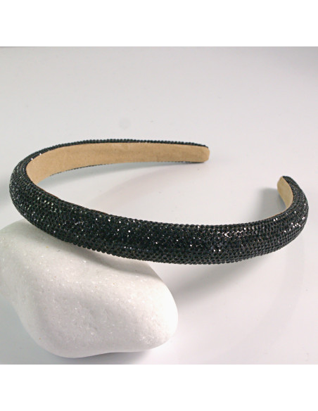 Opaska do włosów cyrkonia kryształki CZARNY Lolita Akcesoria