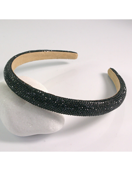 Opaska do włosów cyrkonia kryształki CZARNY Lolita Akcesoria