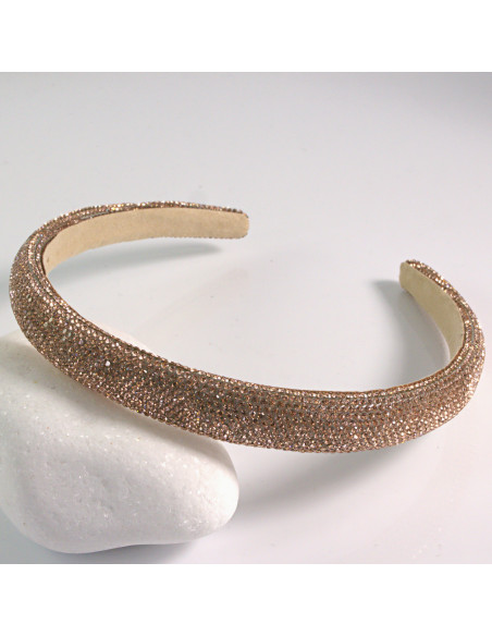 Opaska do włosów cyrkonia kryształki BRĄZOWY Lolita Akcesoria