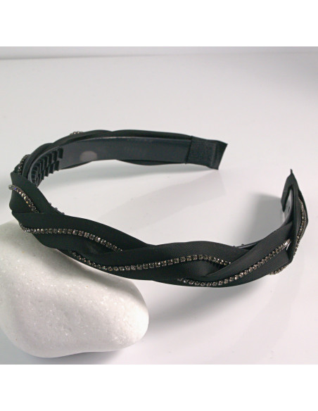 Opaska do włosów wąż pleciony z grzebieniem CZARNY Lolita Akcesoria