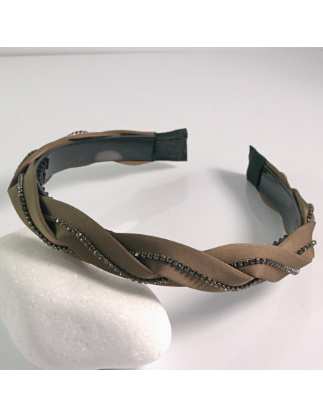 Opaska do włosów wąż pleciony z grzebieniem BRĄZOWY Lolita Akcesoria