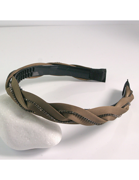 Opaska do włosów wąż pleciony z grzebieniem BRĄZOWY Lolita Akcesoria