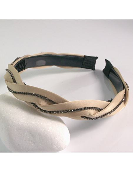 Opaska do włosów wąż pleciony z grzebieniem BEŻOWY Lolita Akcesoria