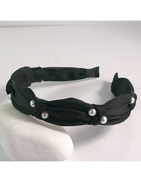 Opaska do włosów z perłą CZARNA Lolita Akcesoria