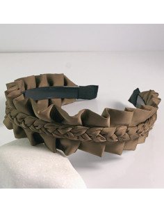 Opaska do włosów falowana grzebień BRĄZOWY Lolita Akcesoria