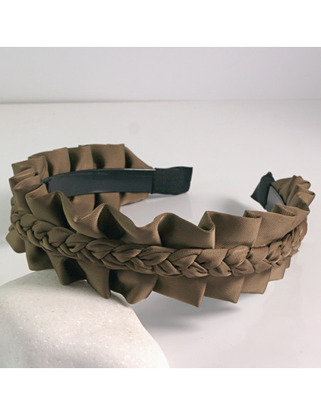 Opaska do włosów falowana grzebień BRĄZOWY Lolita Akcesoria