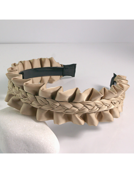 Opaska do włosów falowana grzebień BEŻOWY Lolita Akcesoria