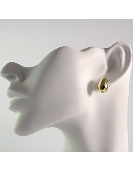 Kolczyki złote łezki młotkowane 1,6cm SREBRNY SZTYFT 925 Lolita Akcesoria
