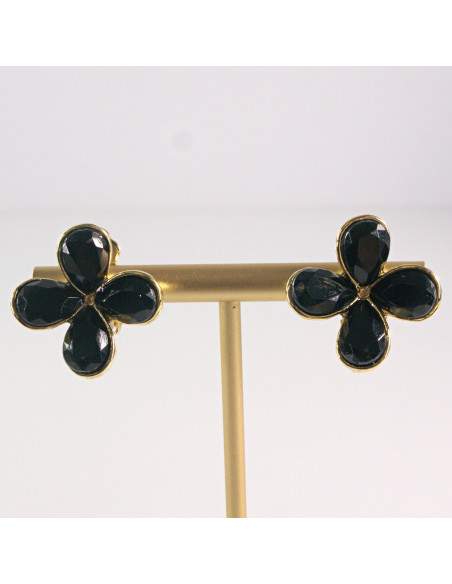 Klipsy do Uszu Lolita Accessories Klips do Ucha czarna KWIATEK KONICZYNKA