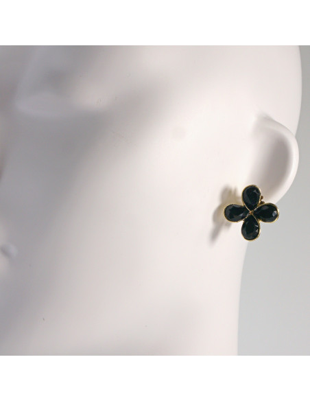 Klipsy do Uszu Lolita Accessories Klips do Ucha czarna KWIATEK KONICZYNKA