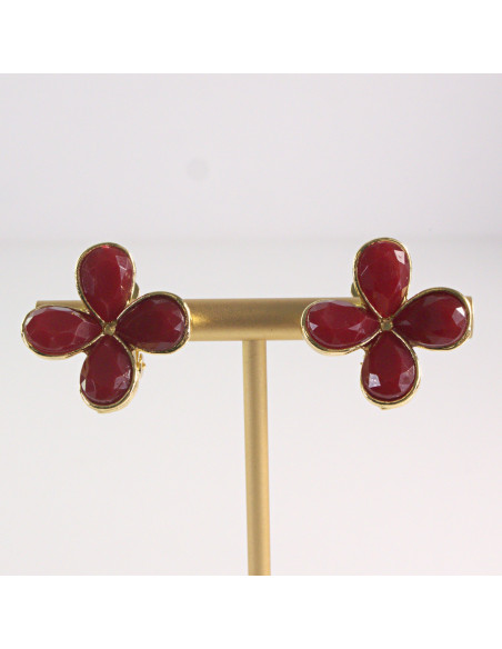 Klipsy do Uszu Lolita Accessories Klips do Ucha KWIATEK bordowa KONICZYNKA