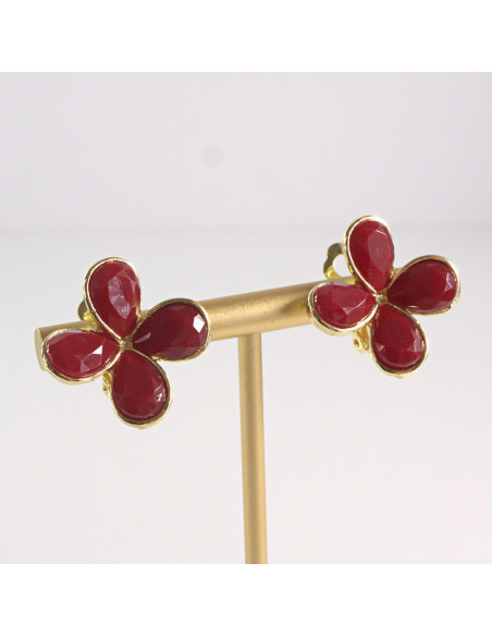 Klipsy do Uszu Lolita Accessories Klips do Ucha KWIATEK bordowa KONICZYNKA