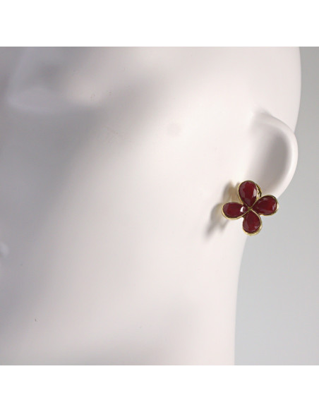 Klipsy do Uszu Lolita Accessories Klips do Ucha KWIATEK bordowa KONICZYNKA