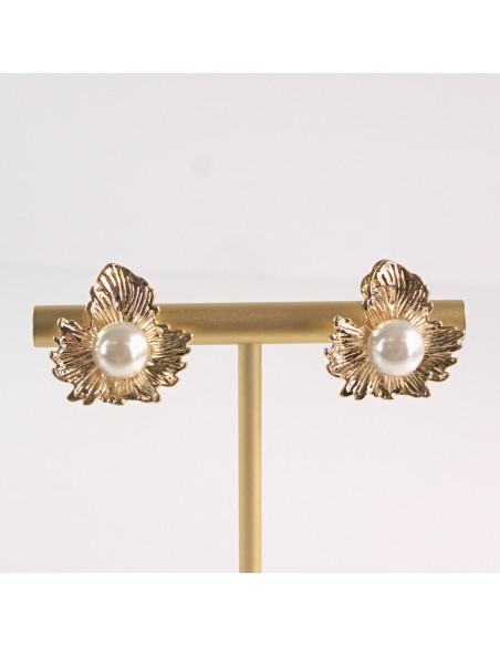 Klipsy do Uszu Lolita Accessories Klips do Ucha KWIATKI Z PEREŁKĄ PERŁA