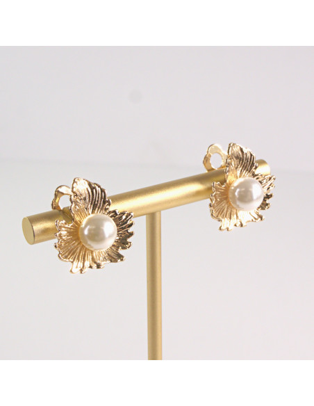 Klipsy do Uszu Lolita Accessories Klips do Ucha KWIATKI Z PEREŁKĄ PERŁA