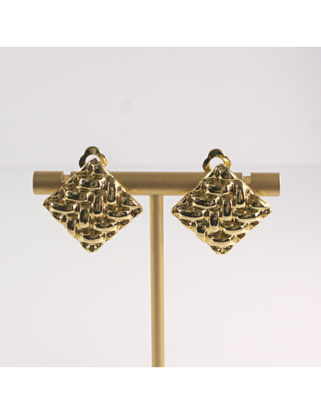 Klipsy do Uszu Lolita Akcesoria Klips do Ucha ZŁOTE "GUZIKI" VINTAGE ROMBY