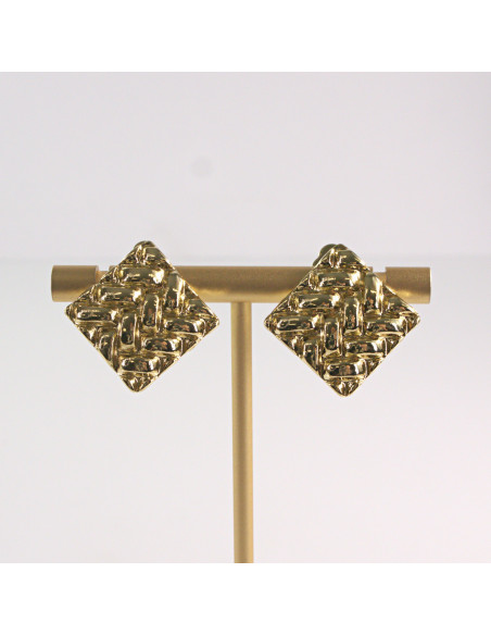 Klipsy do Uszu Lolita Akcesoria Klips do Ucha ZŁOTE "GUZIKI" VINTAGE ROMBY