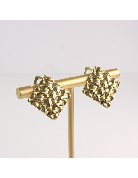 Klipsy do Uszu Lolita Akcesoria Klips do Ucha ZŁOTE "GUZIKI" VINTAGE ROMBY