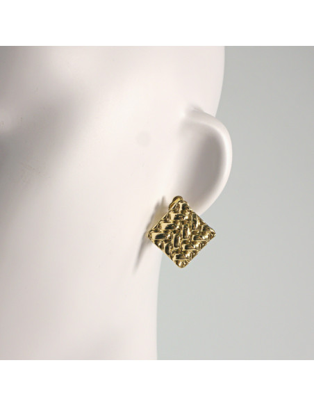 Klipsy do Uszu Lolita Akcesoria Klips do Ucha ZŁOTE "GUZIKI" VINTAGE ROMBY