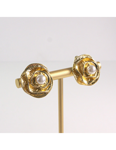 Klipsy do Uszu Lolita Akcesoria Klips do Ucha ZŁOTE "GUZIKI" VINTAGE PERŁY
