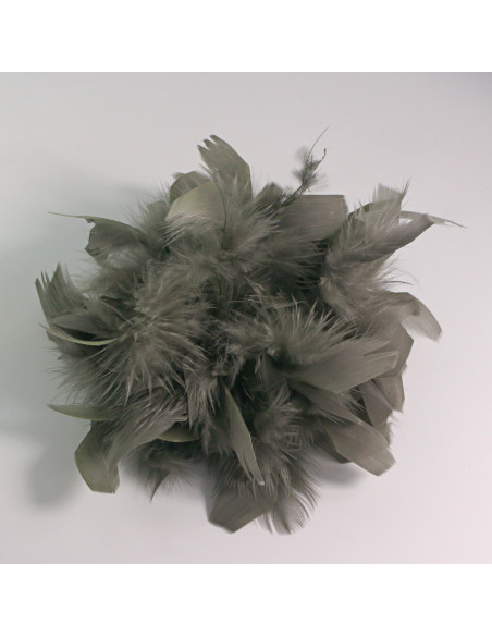 KWIAT Z PIÓR BROSZKA PRZYPINKA PIÓRA LOLITA AKCESORIA 16 CM XL ZIMNY KHAKI