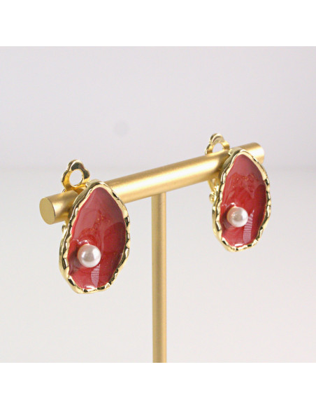 Klipsy do Uszu Lolita Akcesoria Klips do UCHA CZERWONE ŁEZKI Z PEREŁKĄ