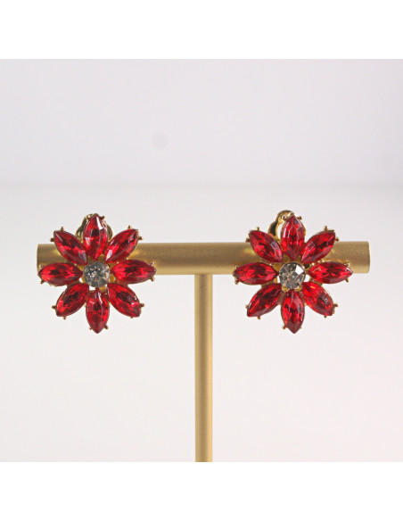 Klipsy do Uszu Lolita Akcesoria Klips do UCHA CZERWONE KWIATKI