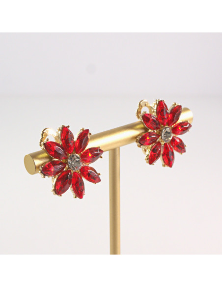 Klipsy do Uszu Lolita Akcesoria Klips do UCHA CZERWONE KWIATKI