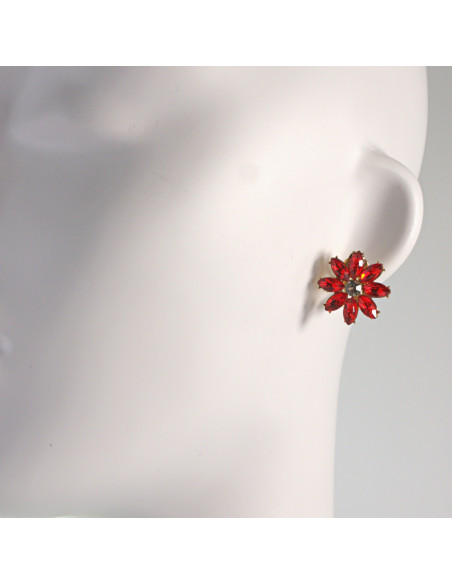 Klipsy do Uszu Lolita Akcesoria Klips do UCHA CZERWONE KWIATKI