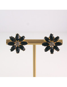 Klipsy do Uszu Lolita Akcesoria Klips do UCHA CZARNE KWIATKI