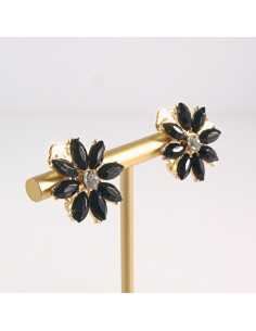 Klipsy do Uszu Lolita Akcesoria Klips do UCHA CZARNE KWIATKI 2