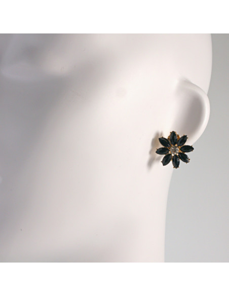 Klipsy do Uszu Lolita Akcesoria Klips do UCHA CZARNE KWIATKI