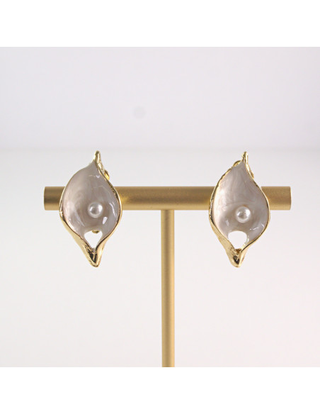 Klipsy do Uszu Lolita Akcesoria Klips do UCHA LISTKI Z PEREŁKĄ