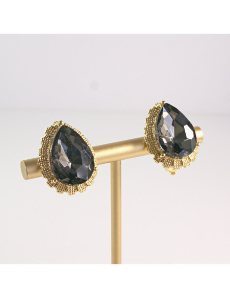 Klipsy do Uszu Lolita Akcesoria Klips do UCHA GRAFITOWE ŁEZKI