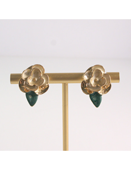 Klipsy do Uszu Lolita Akcesoria Klips do UCHA BEŻOWE RÓŻYCZKI