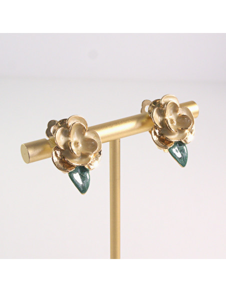 Klipsy do Uszu Lolita Akcesoria Klips do UCHA BEŻOWE RÓŻYCZKI