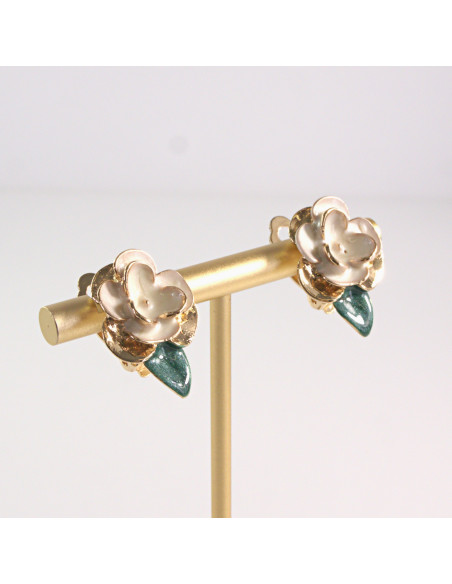 Klipsy do Uszu Lolita Akcesoria Klips do UCHA KREMOWE RÓŻYCZKI