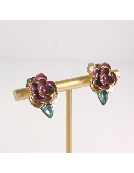 Klipsy do Uszu Lolita Akcesoria Klips do UCHA BORDOWE RÓŻYCZKI