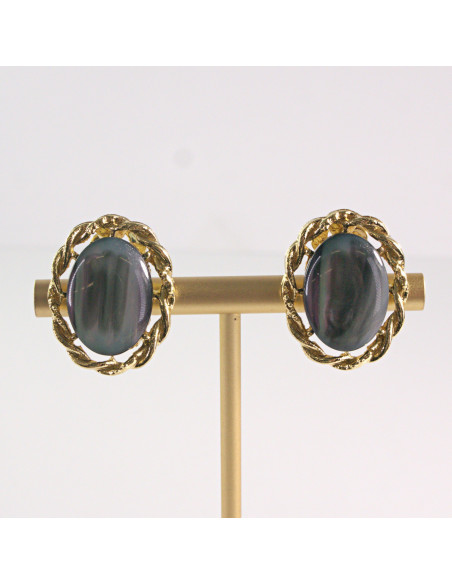 Klipsy do Uszu Lolita Akcesoria Klips do UCHA GRAFITOWY  MEDALION