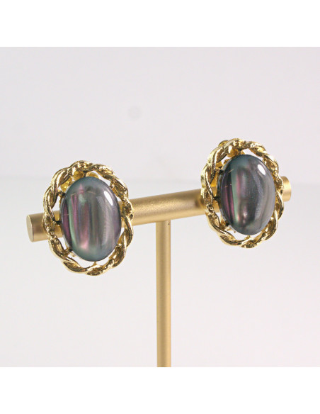 Klipsy do Uszu Lolita Akcesoria Klips do UCHA GRAFITOWY  MEDALION